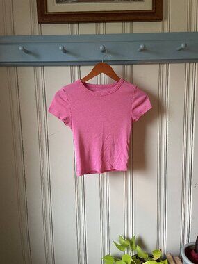 American Eagle Pink Baby Tee Fitted Short Sleeve Small